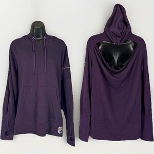 Born Primitive "The Rest Day" Medium Cut-Out Back Hoodie Purple Sleeve Pockets